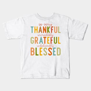 Thanksgiving Quotes Gift Fall Autumn Thankful Grateful Blessed Kids T-Shirt